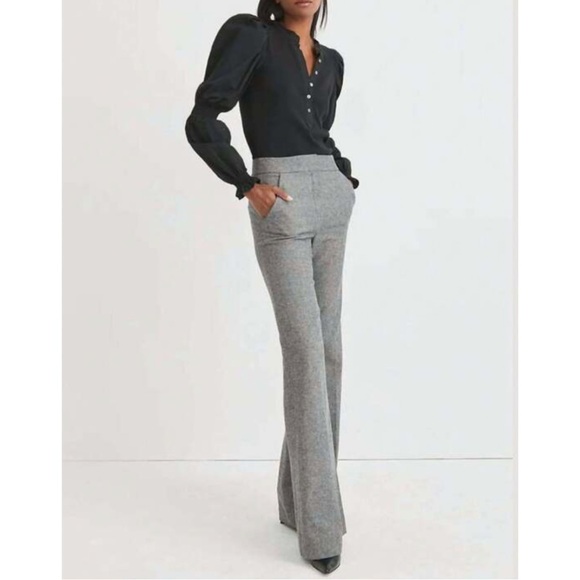 VERONICA BEARD Lebone Wool Tweed Loose Flared Pants in Gray Multi - Picture 12 of 13